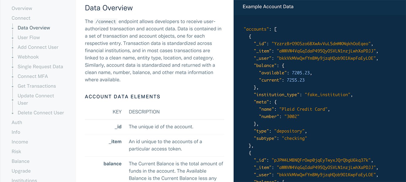 Screenshot of Plaid Documentation